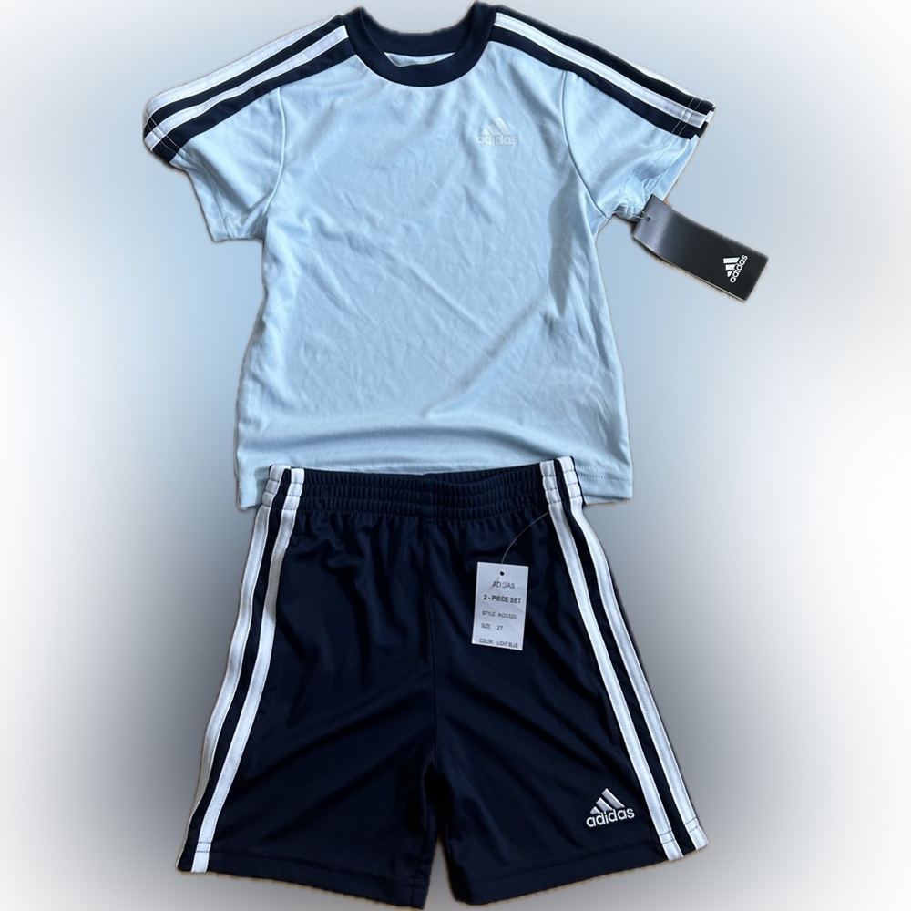 Adidas 2 piece set toddler boy-2T light Blue